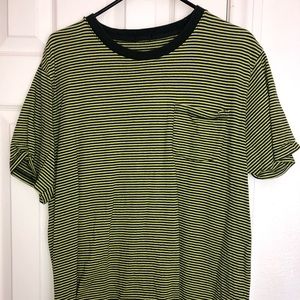 Urban outfitters Neon green stripped pocket tee